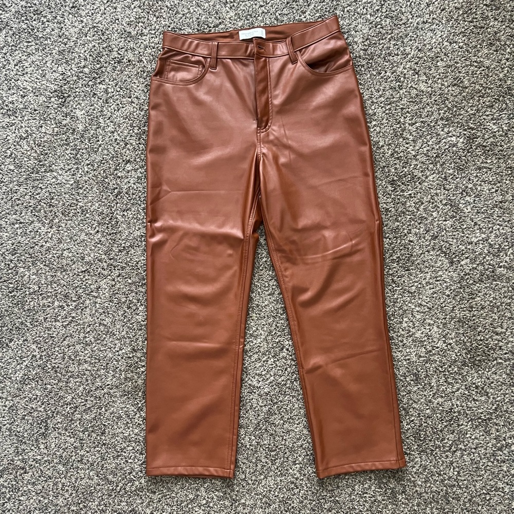 Abercrombie Brown Leather Pants SIZE 32 Short